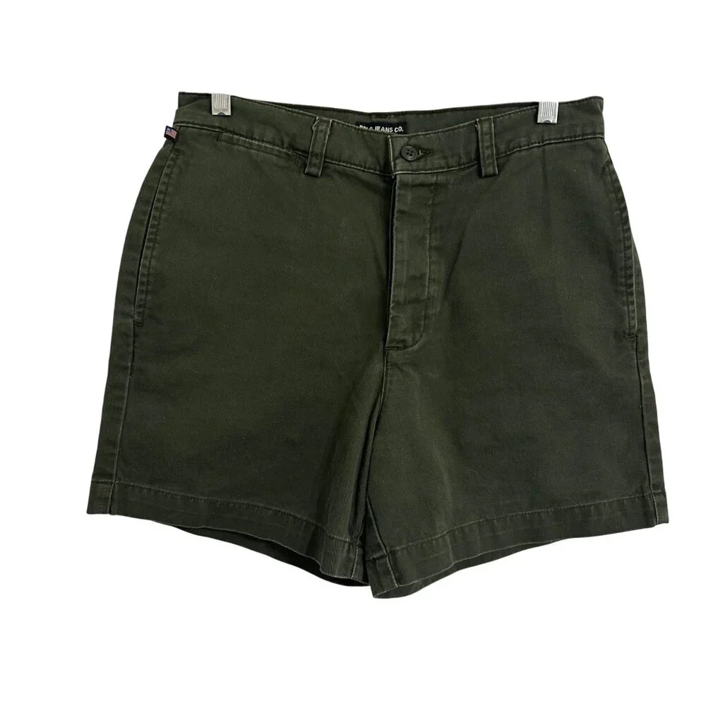 Vintage Polo Jeans Co. Ralph Lauren Green Cotton Womens SZ 8 Button Fly Shorts - Picture 1 of 10